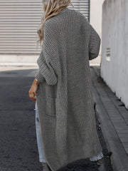  Solid Long Sleeve Open Front Cardigan With Pockets