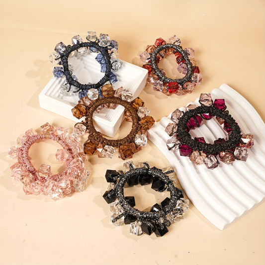 Crystal Hair Tie Head Rope Head Jewelry Rubber Band Ponytail Holder Hair Accesso