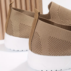 Women's Knit Woven Slip-On Sneakers Lightweight Sporty Shoes