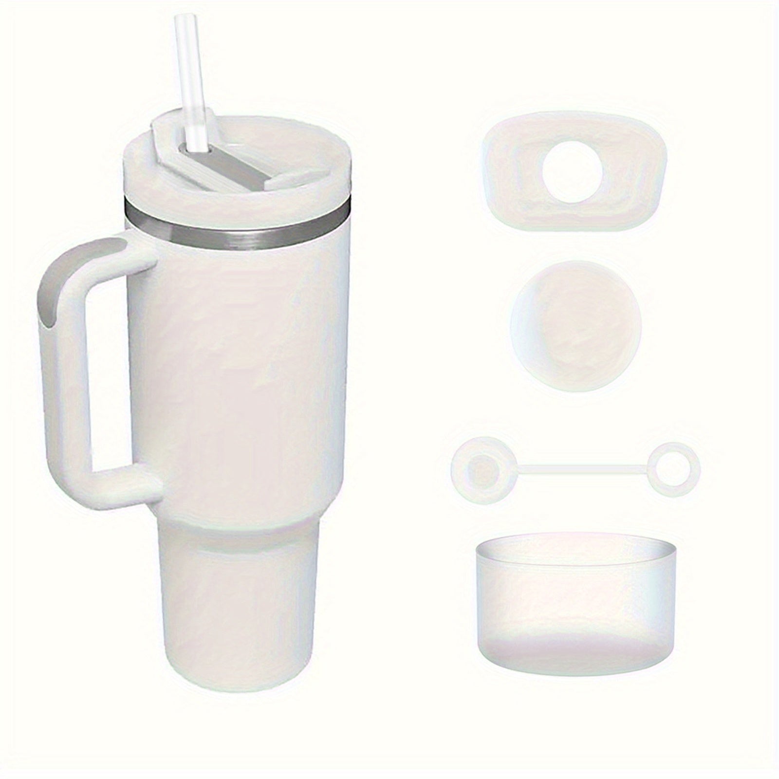 40 oz Tumbler with Handle and Straw Lid, Leakproof Silicone Boot