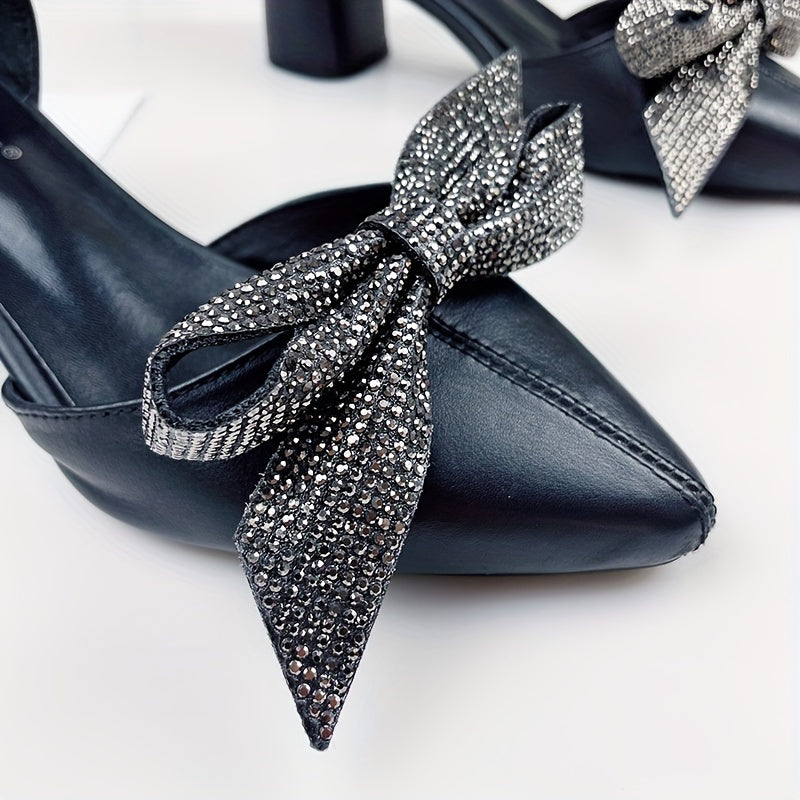 2Pcs Detachable Tie Bow Shoe Buckles for Decoration Ladies Gift