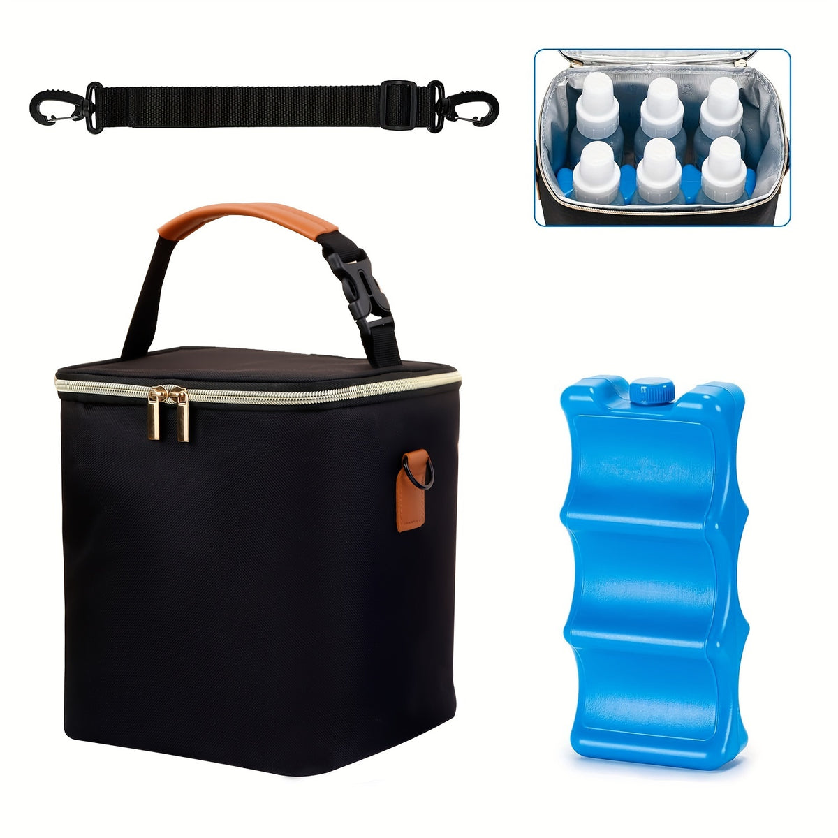 Breastmilk Cooler Bag with Ice Pack Leakproof Lining Insulated Lunch Carrier