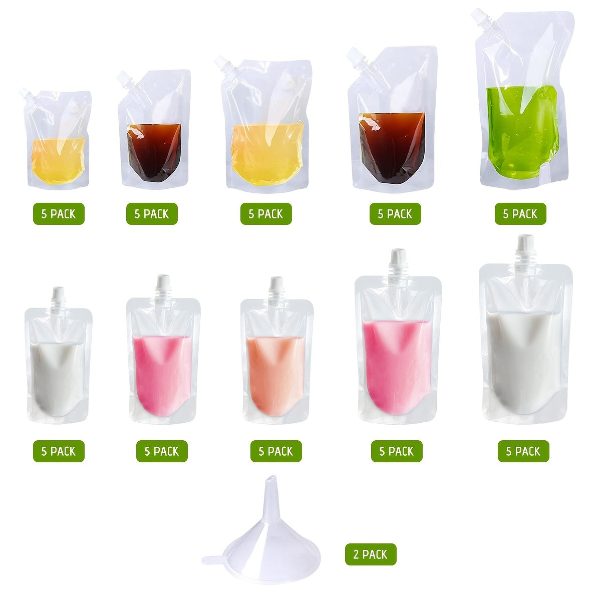 52pcs Liquid Storage Bag Reusable Drinking Flasks with Funnels