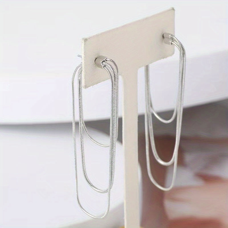 Vintage Multilayer Chain Dangle Earrings Retro Female Jewelry 1 Pair