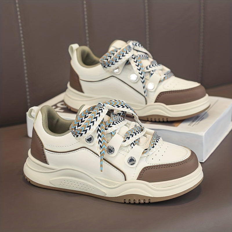 Boys Lace-up Platform Skate Shoes Breathable Anti-skid Sneakers