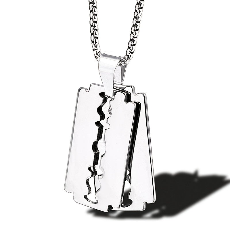 Men's Punk Jewelry Razor Blade Pendant Necklace