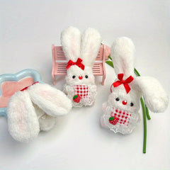 3pcs Rabbit Squeaking Plush Keychain Backpack Decor Dolls