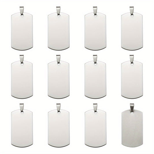50pcs Stainless Steel Blank Tag Pendants Necklace Jewelry Making