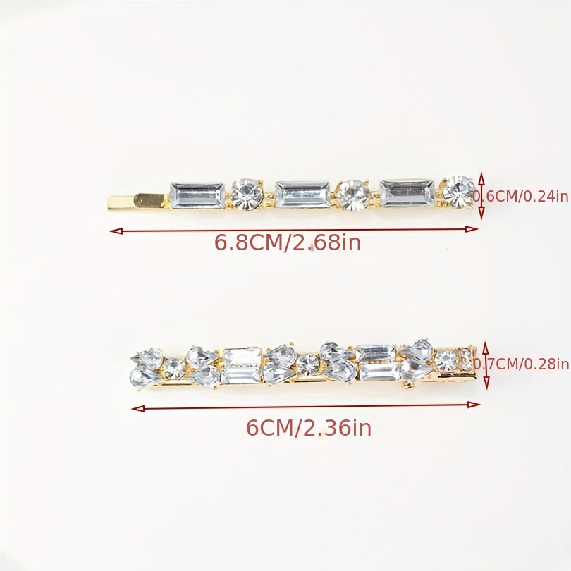 4pcs Rhinestone Hairpin Long Hair Clip for Women Girls