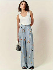 Women's Plus Floral Print Wide Leg Trousers