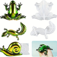 3D Animal Silicone Resin Molds - Snail Frog Lizard Shapes - DIY Casting