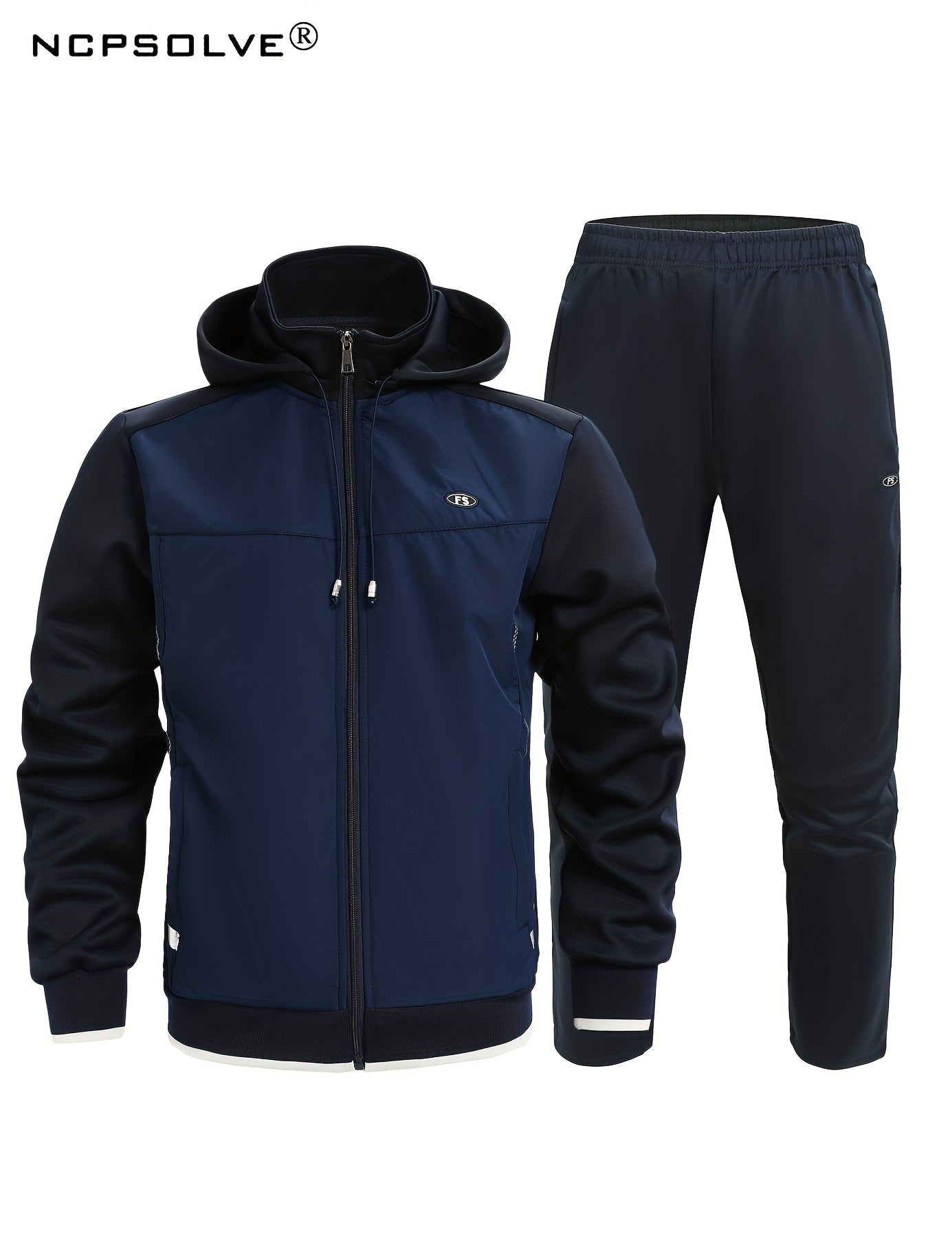 Men's Hooded Jacket & Stretchy Pants Set for Outdoor Activities
