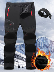 Men's Patchwork Loose Hiking Pants Fleece Thick Warm Adventure Ski