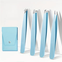 4pcs Stainless Steel Eyebrow Tweezer Set Face Hair Puller Clips