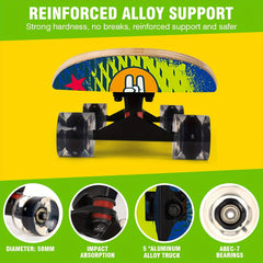 Wooden Skateboard With LED Light Tool for Outdoor Sports