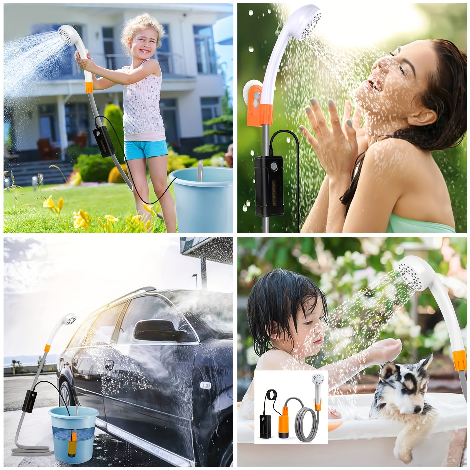 Portable Camping Shower Pump with USB Rechargeable Batteries