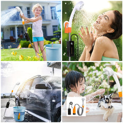 Portable Camping Shower Pump with USB Rechargeable Batteries