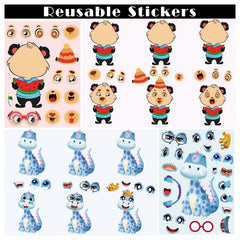 6pcs Animal Puzzle Stickers Educational DIY Face Changing Stickers