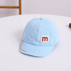 Kids Sunshade Baseball Cap w/ M Letter Bear Head, Adjustable, Breathable