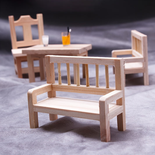 Wooden Backrest Chair Dollhouse Furniture Micro Scale Home Decor DIY