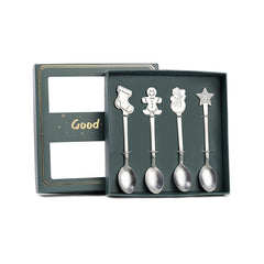 4pcs Christmas Cutlery Set Stainless Steel Coffee Spoon Mug Spoon