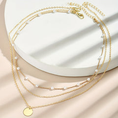 2pcs Faux Pearl Geometric Necklace Set