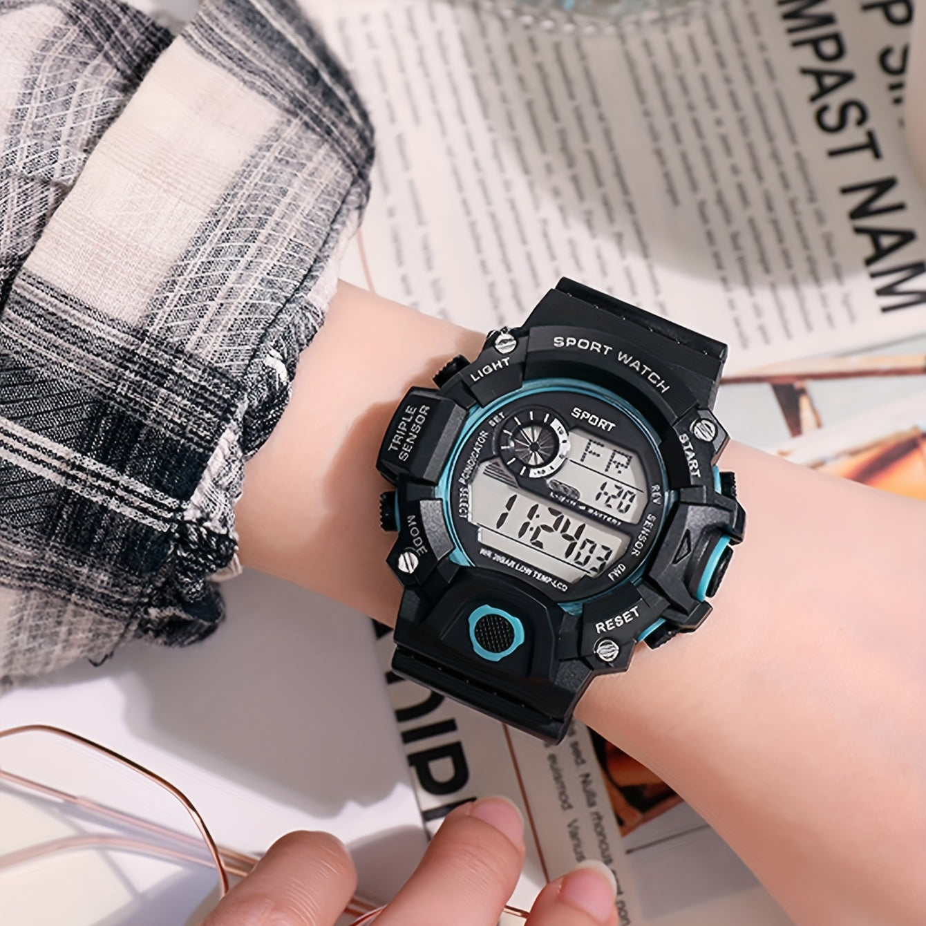 Casual Digital Screen Silicone Watchband Multifunctional Electronic Watch