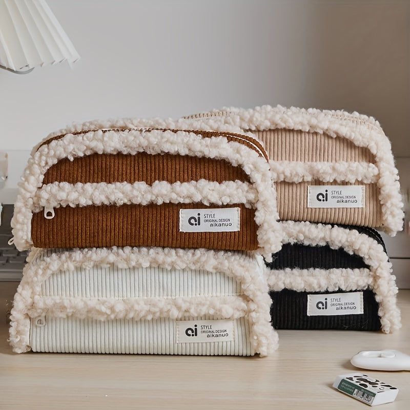 Fluffy Winter Pen Bag Large Capacity
