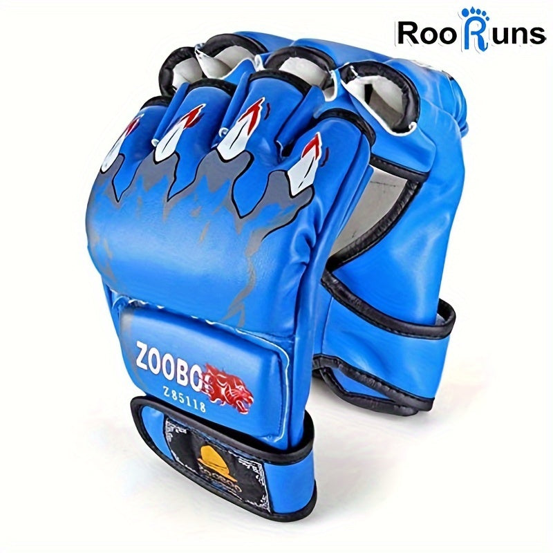 ZooBoo MMA Gloves Half Finger Boxing Gloves MMA Mitts With Adjustable Wrist Band