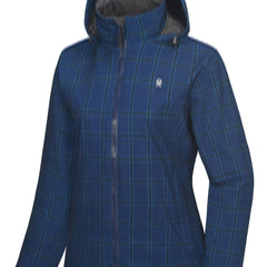 Women's Plaid Print Hooded Jacket Windproof Lightweight Full Zipper