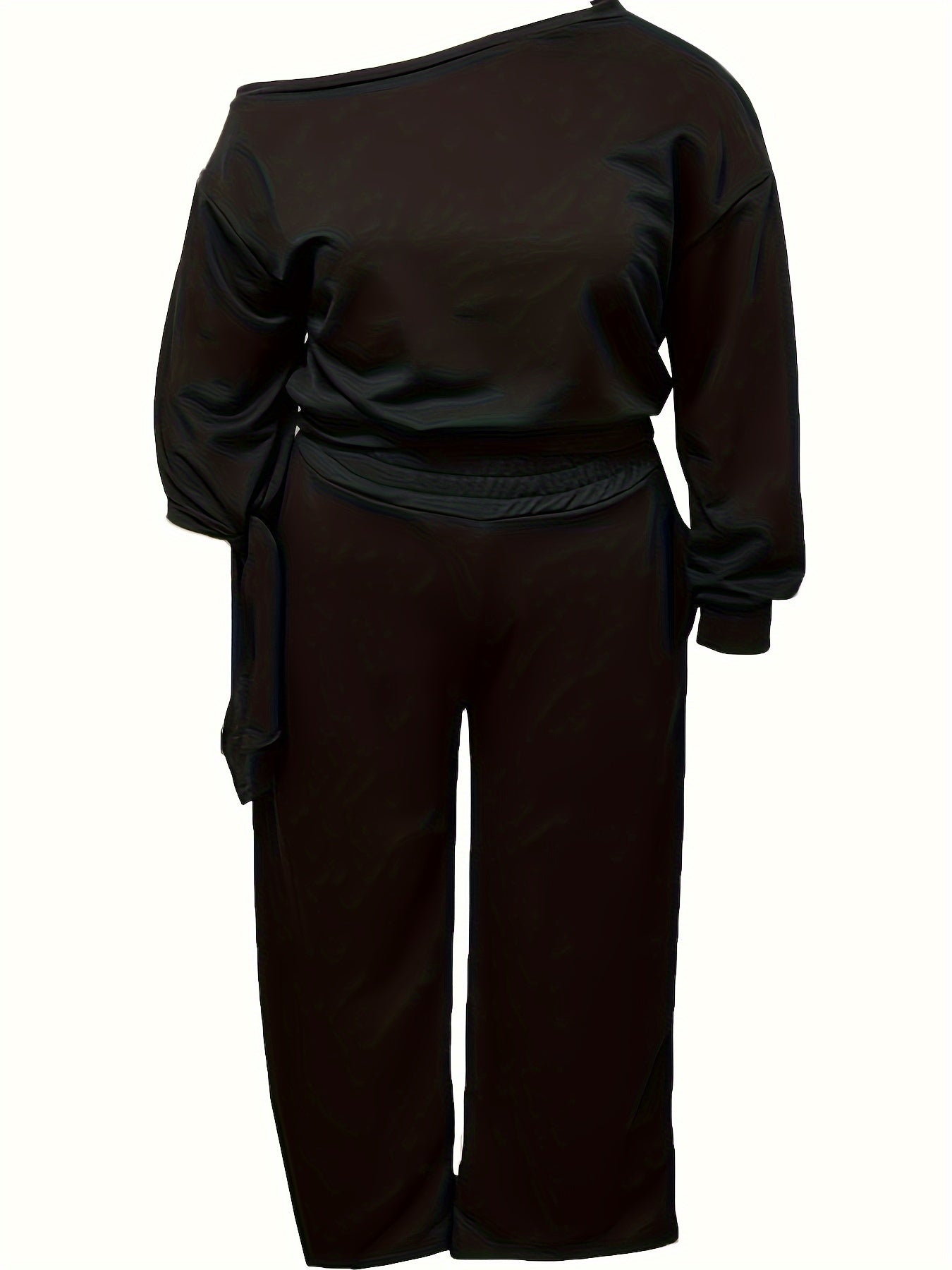  One Shoulder Crop Top & Wide Leg Pants Set