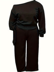  One Shoulder Crop Top & Wide Leg Pants Set