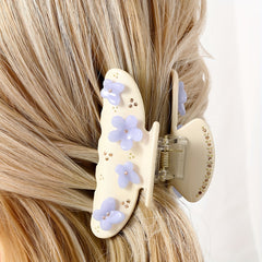 Acrylic Flower Rhinestone Hair Claw Large Shark Clip