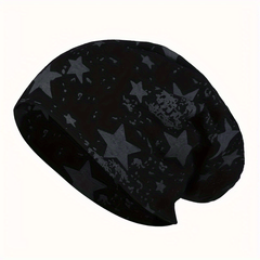 Unisex Double Layer Thin Beanie Hat with Pentagram Pattern