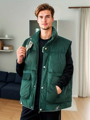Men's Stand Collar Thermal Vest for Autumn Winter