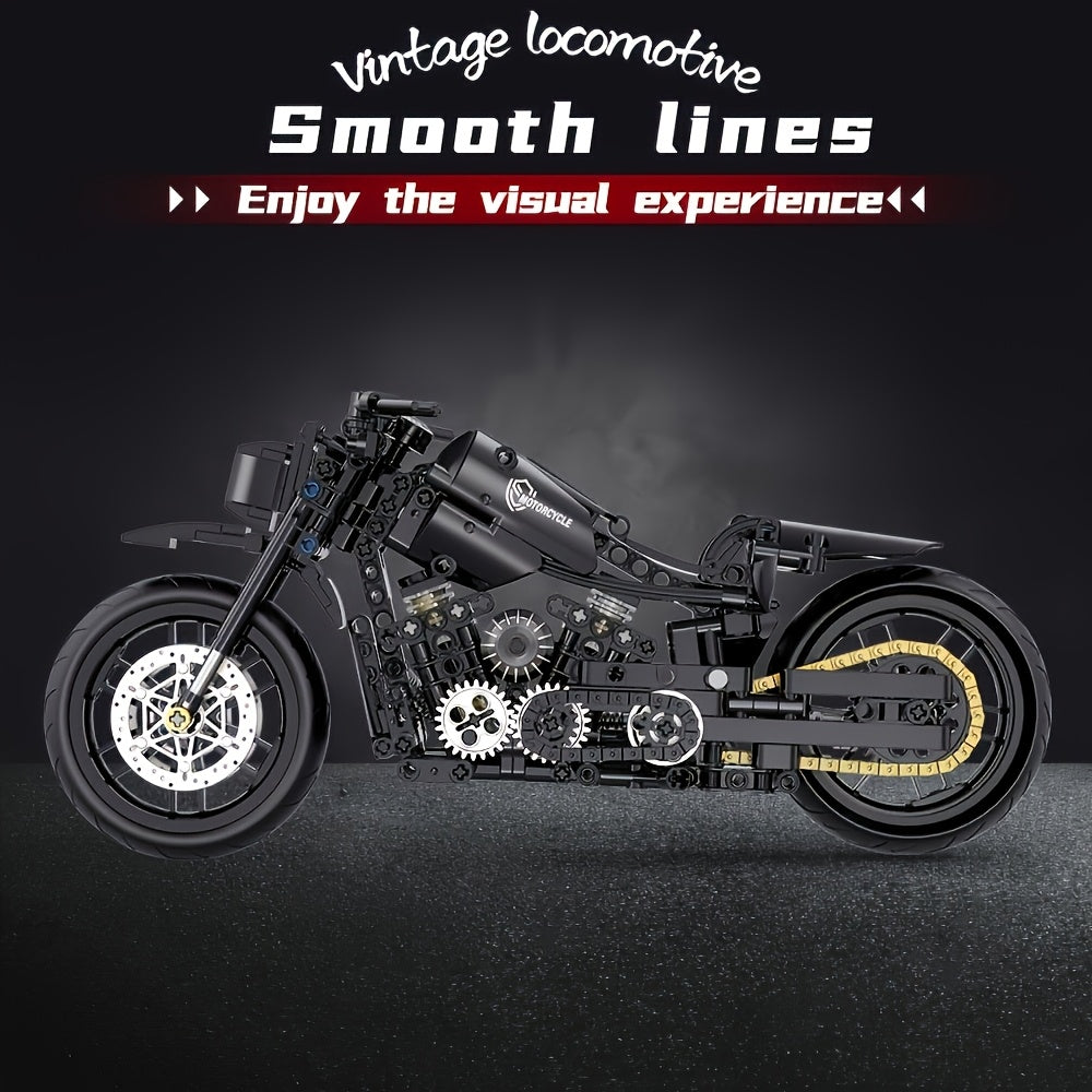 Retro Motorcycle Building Blocks Set - 586 Pieces