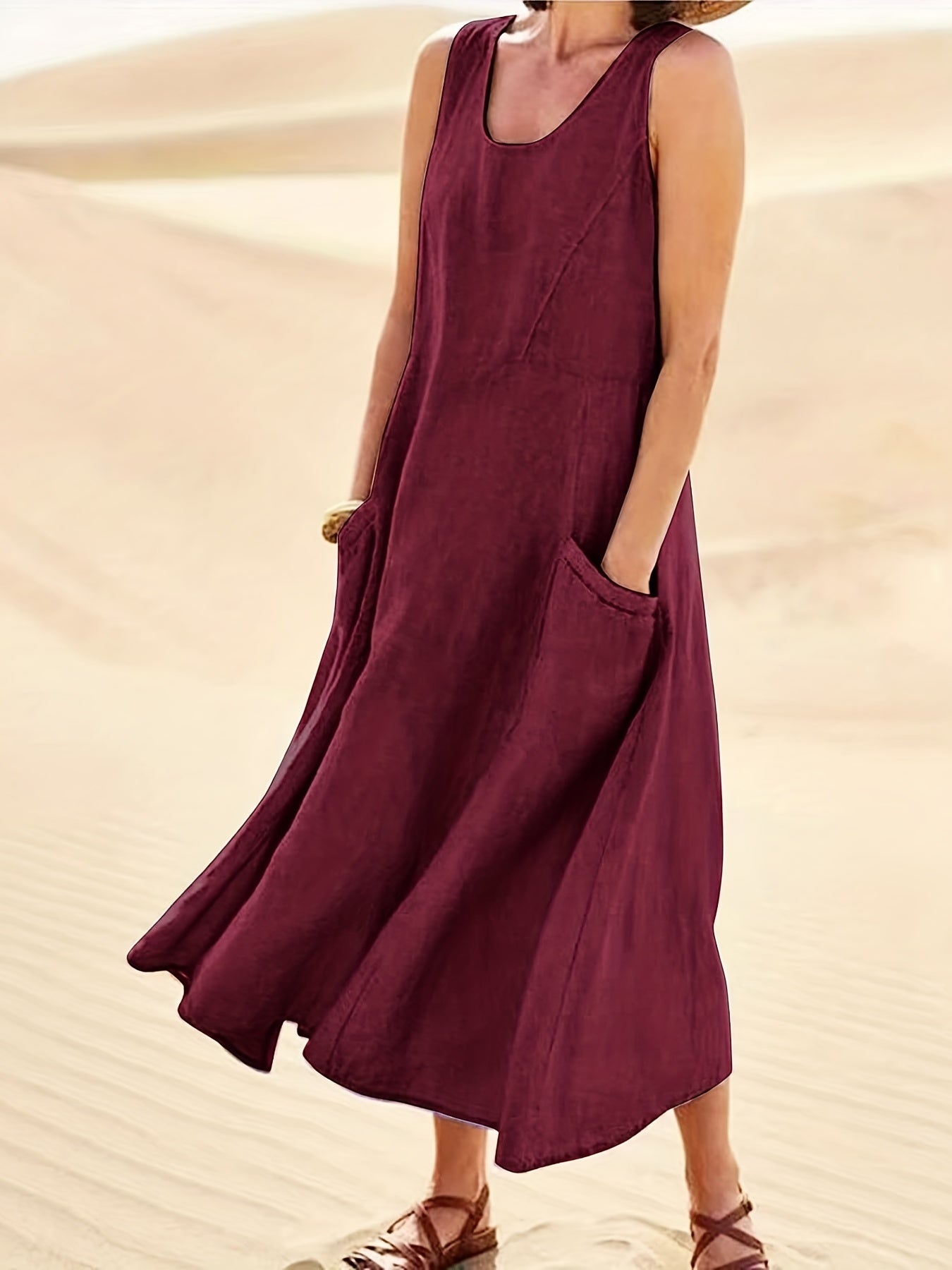 Plus Size Maxi Tank Dress With Pockets