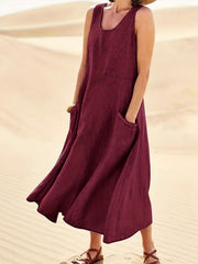 Plus Size Maxi Tank Dress With Pockets