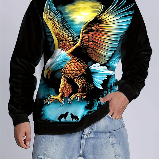 Animal Print Sweatshirt Men's Casual Graphic Crew Neck Pullover