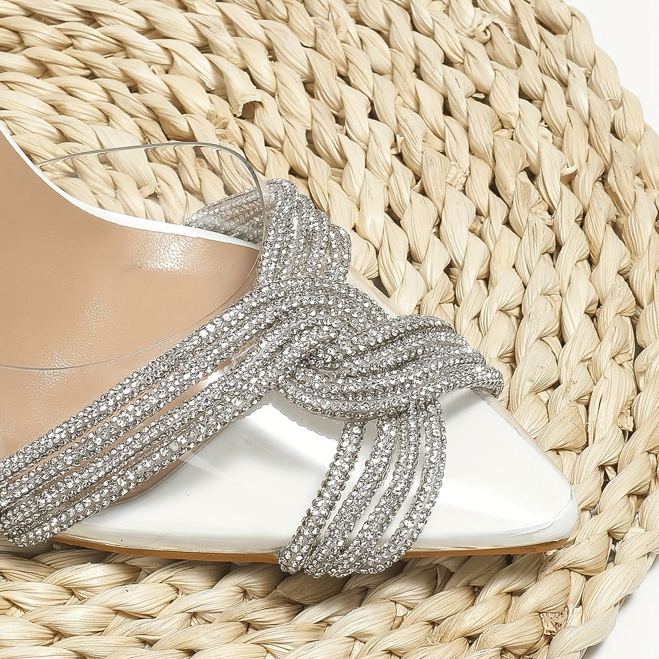 Rhinestone Sandals Point Toe Stiletto Heel Glitter Dress Shoes