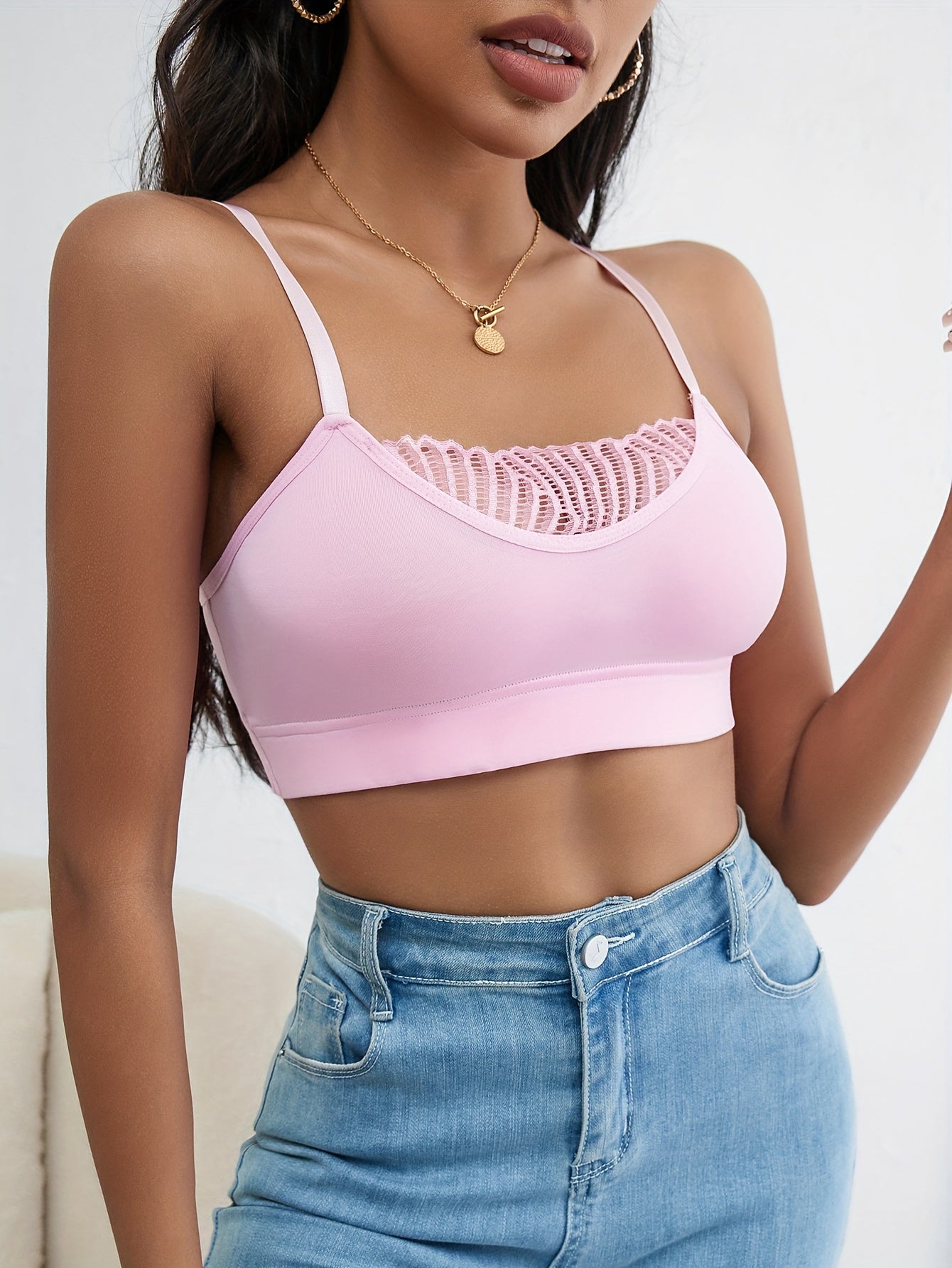 Lace Wireless Bra Comfy Push Up Bra