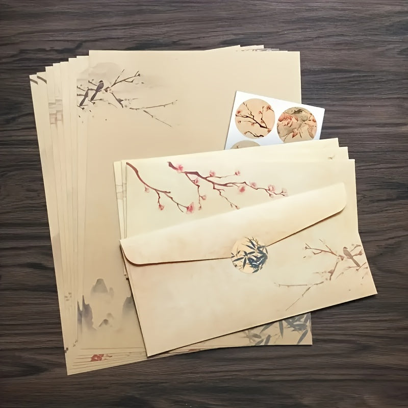 Vintage Stationery Set Ink Painting Classic Antique - Women Girls Men Boys Paper
