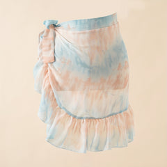 Semi Sheer Ruffles Sarong Cover Up for Swimsuit