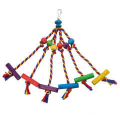 Colorful Parrot Toy with Beads and Wood Block