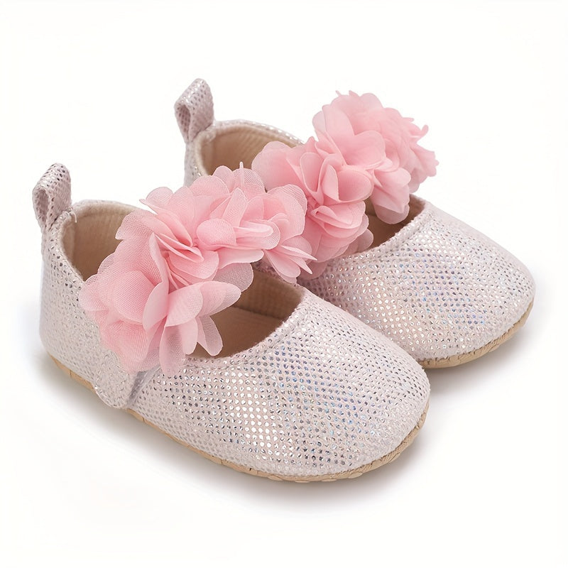 Baby Girl's Flat Shoes With Flowers Ornaments