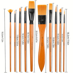 10 Nylon Wool Brush Set With Canvas Bag Watercolor Gouache Acrylic Brush
