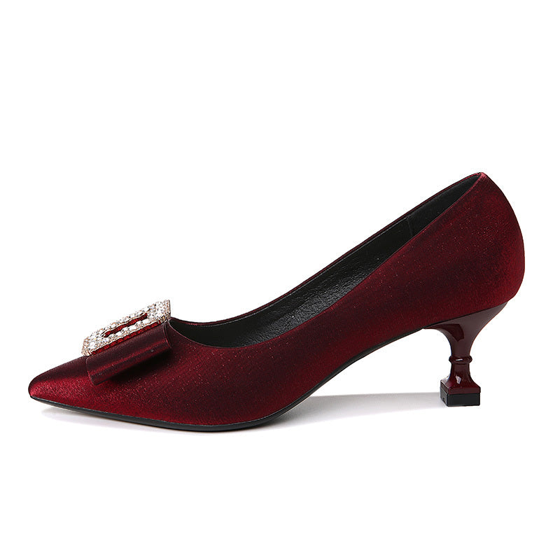 Women's Stiletto Heels Metal Belt Slip-on Comfortable Pumps