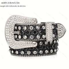 Men's Water Drill Leather Belt Needle Buckle Inlaid Waist Belt