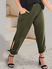  Cut Out Tie Side Tapered Leg Pants With Pockets