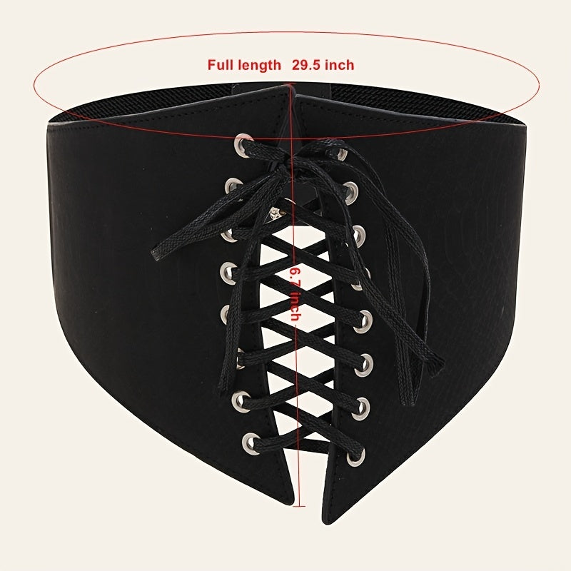 Wide Elastic Waist Corset Belt Lace Up Waistband